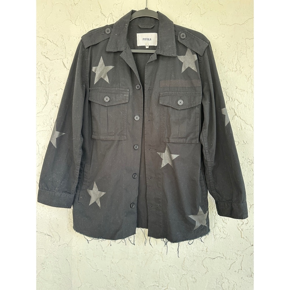 Pistola‎ Black Star Print Utility Shirt Jacket Medium Cotton